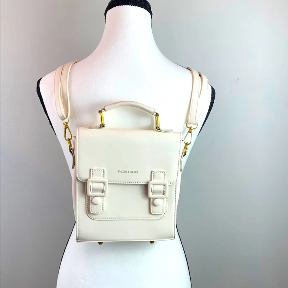 Trendy Flip Backpack / Handbag With 3 Snap Closure - Picture 2 of 8